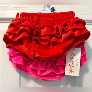 CAT & JACK Ruffle Bum Bloomer Shorts 0-3 Baby New Red and Pink